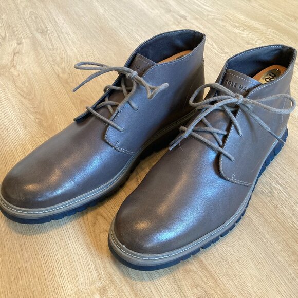 Cole Haan - Men's Grey Leather ZeroGrand Chukkas - Size US 11M - Picture 1 of 11